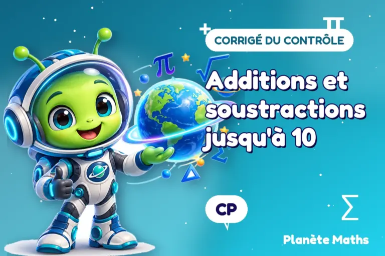 Corrigés de contrôles de maths en CP : Additions et soustractions jusqu'à 10 — Zyro, l’explorateur de Planète Maths