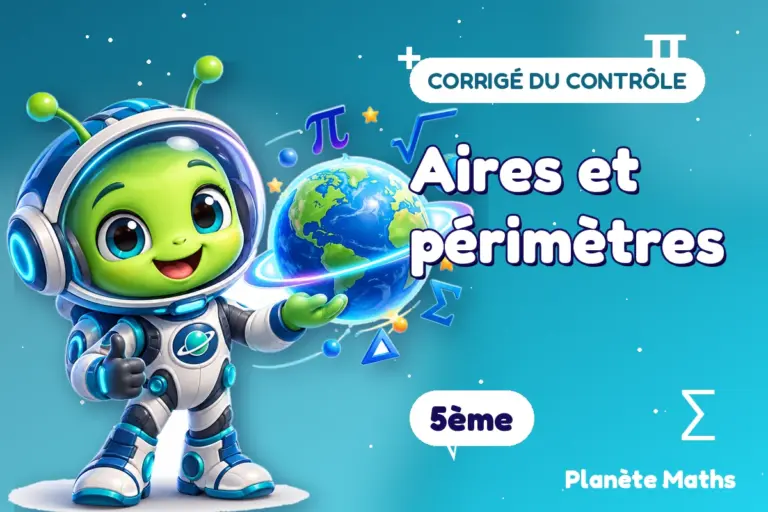 Corrigés de contrôles de maths en 5ème : Aires et périmètres — Zyro, l’explorateur de Planète Maths