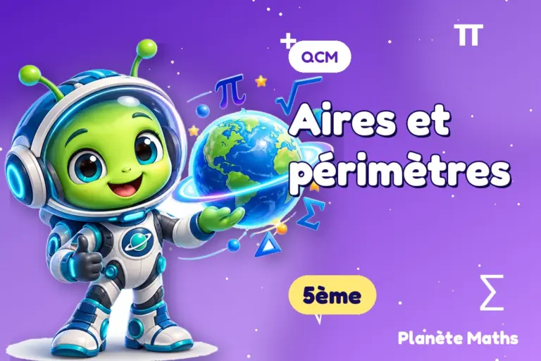QCM de maths en 5ème : Aires et périmètres — Zyro, l’explorateur de Planète Maths