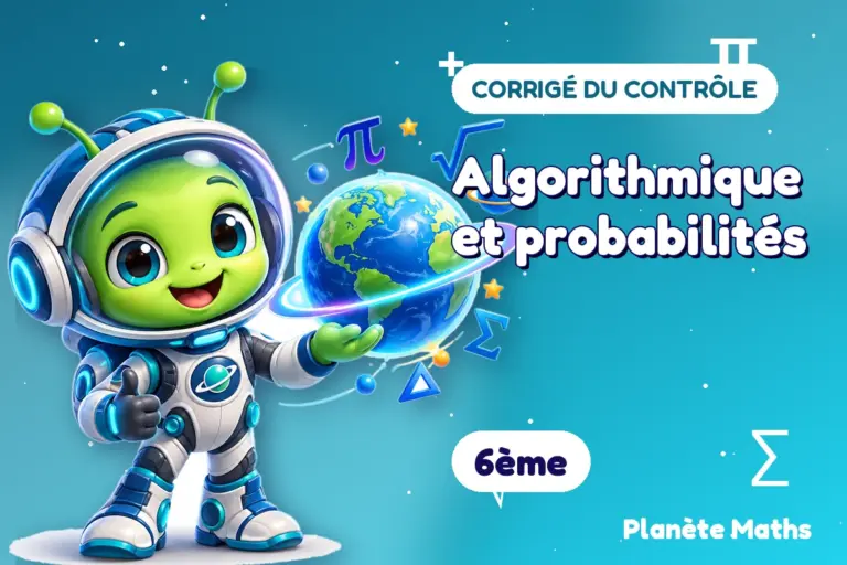 Corrigés de contrôles de maths en 6ème : Algorithmique et probabilités — Zyro, l’explorateur de Planète Maths