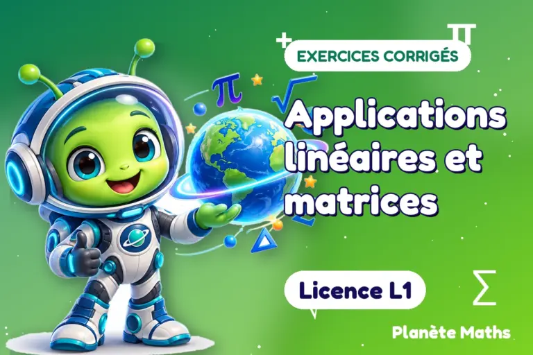 Exercices corrigés de maths en Licence L1 : Applications linéaires et matrices — Zyro, l’explorateur de Planète Maths