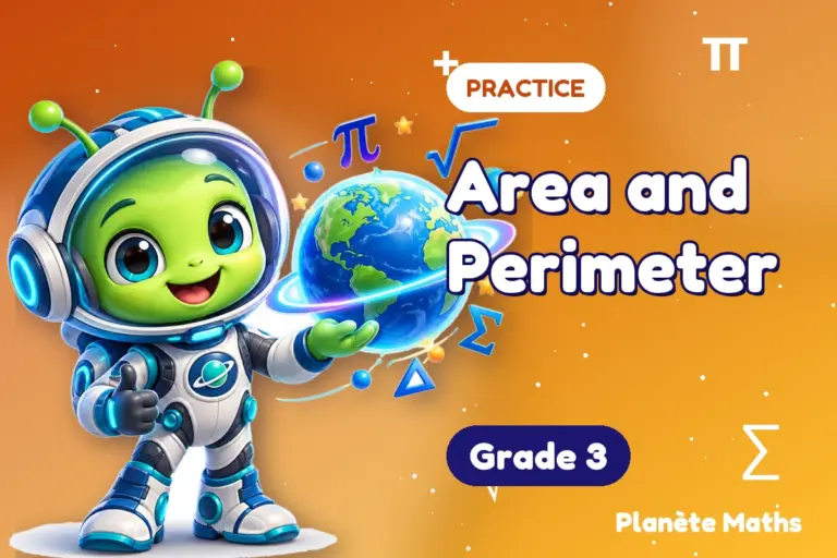 Math practice Grade 3 : Area and Perimeter — Zyro the alien explorer of Planète Maths