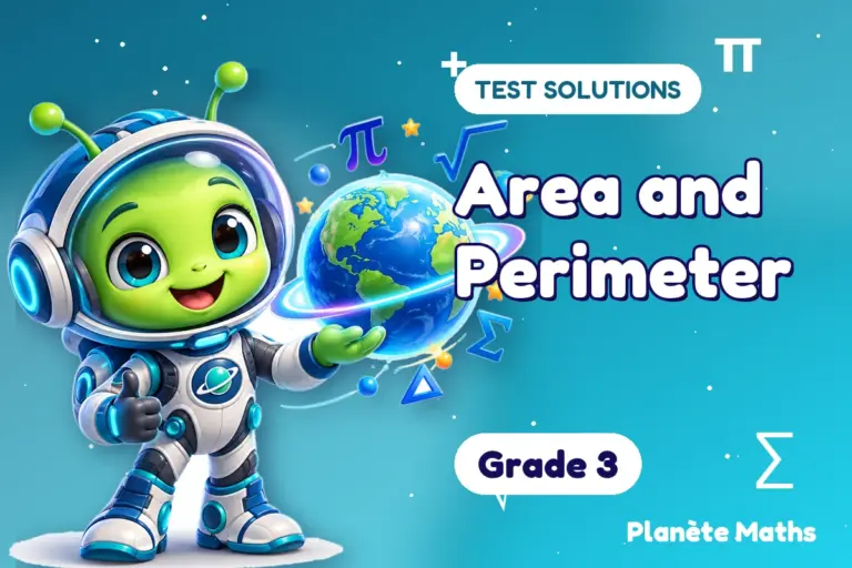 Test solutions Grade 3 : Area and Perimeter — Zyro the alien explorer of Planète Maths