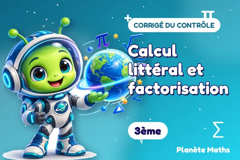 Corrigés de contrôles de maths en 3ème : Calcul littéral et factorisation — Zyro, l’explorateur de Planète Maths