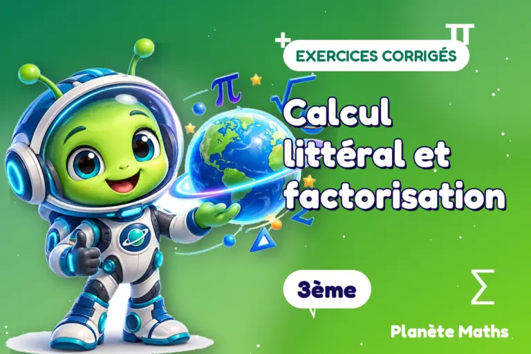 Exercices corrigés de maths en 3ème : Calcul littéral et factorisation — Zyro, l’explorateur de Planète Maths