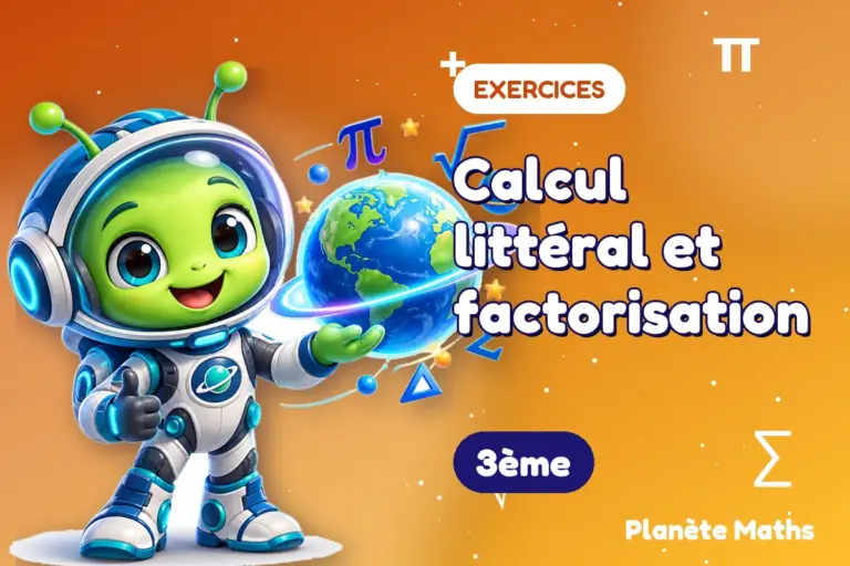 Exercices de maths en 3ème : Calcul littéral et factorisation — Zyro, l’explorateur de Planète Maths