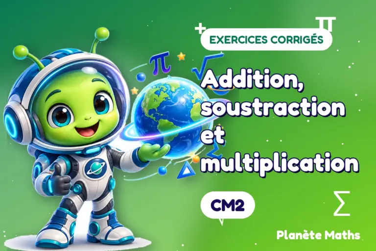 Exercices corrigés de maths en CM2 : Addition, soustraction et multiplication — Zyro, l’explorateur de Planète Maths