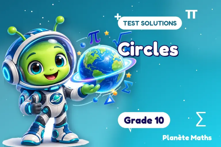 Test solutions Grade 10 : Circles — Zyro the alien explorer of Planète Maths