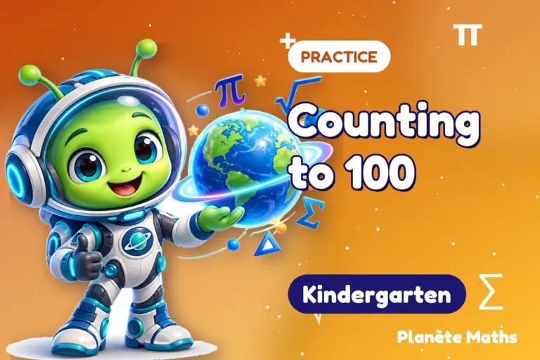 Math practice Kindergarten : Counting to 100 — Zyro the alien explorer of Planète Maths