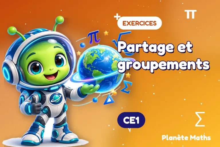 Exercices de maths en CE1 : Partage et groupements — Zyro, l’explorateur de Planète Maths
