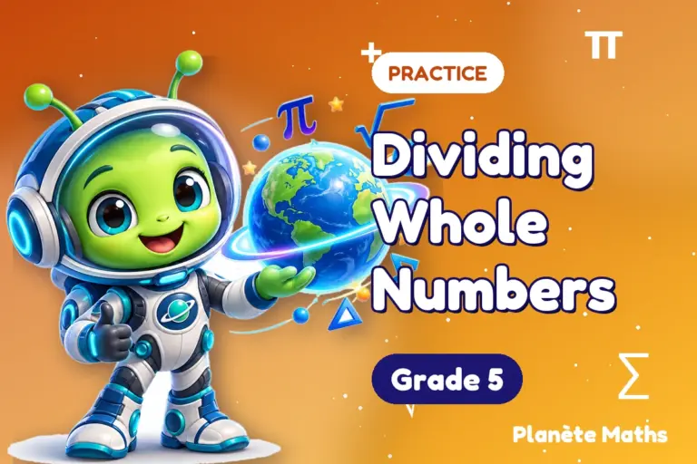 Math practice Grade 5 : Dividing Whole Numbers — Zyro the alien explorer of Planète Maths