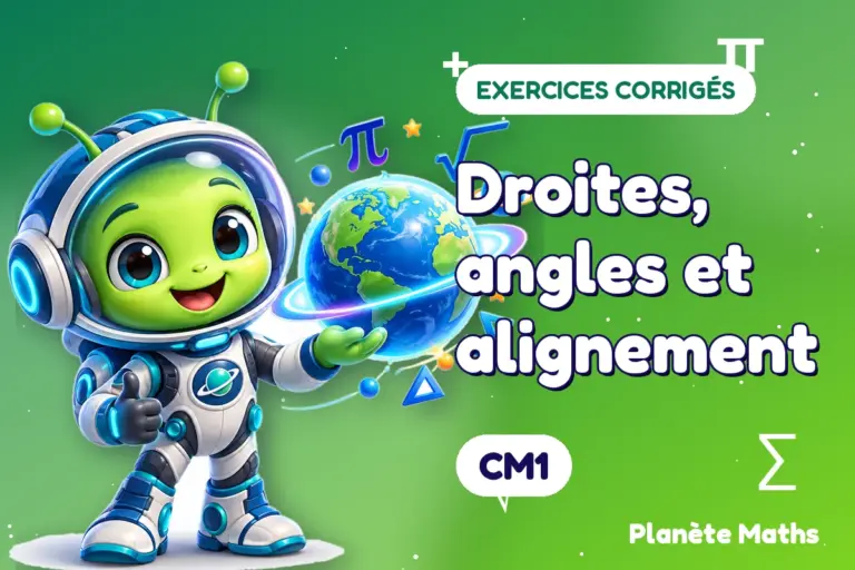 Exercices corrigés de maths en CM1 : Droites, angles et alignement — Zyro, l’explorateur de Planète Maths