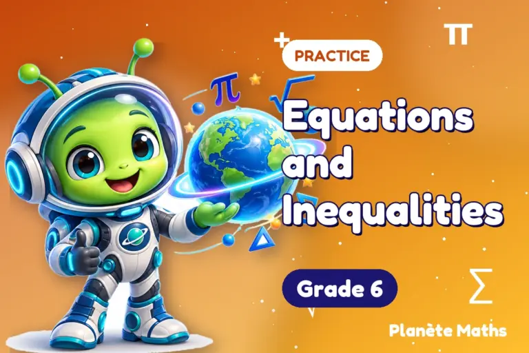 Math practice Grade 6 : Equations and Inequalities — Zyro the alien explorer of Planète Maths