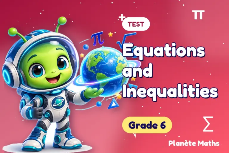 Math tests Grade 6 : Equations and Inequalities — Zyro the alien explorer of Planète Maths