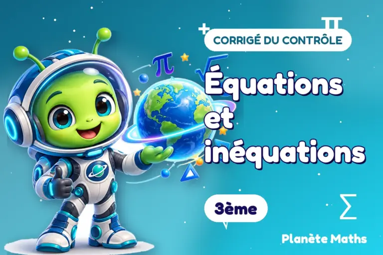 Corrigés de contrôles de maths en 3ème : Équations et inéquations — Zyro, l’explorateur de Planète Maths