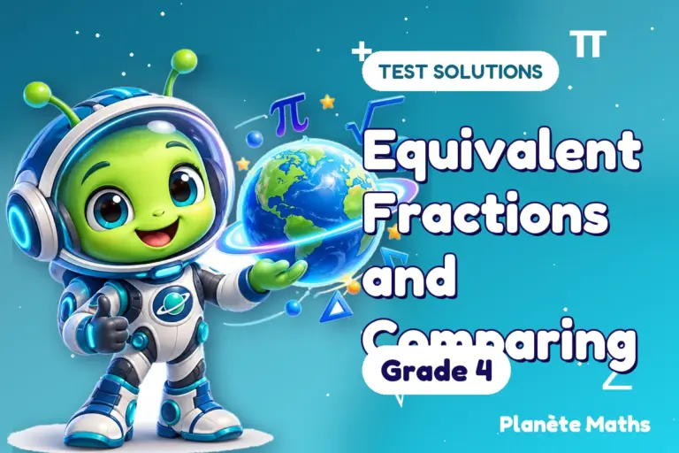 Test solutions Grade 4 : Equivalent Fractions and Comparing — Zyro the alien explorer of Planète Maths