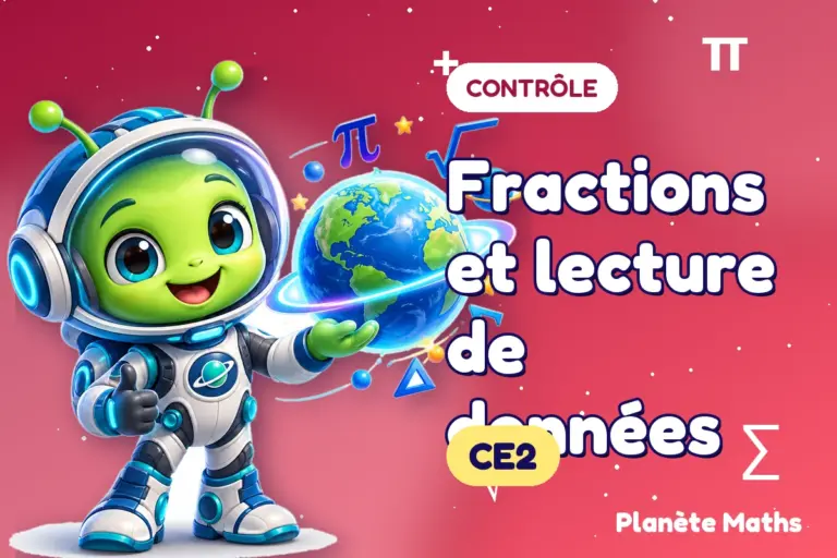 Contrôles de maths en CE2 : Fractions et lecture de données — Zyro, l’explorateur de Planète Maths