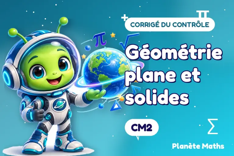 Corrigés de contrôles de maths en CM2 : Géométrie plane et solides — Zyro, l’explorateur de Planète Maths