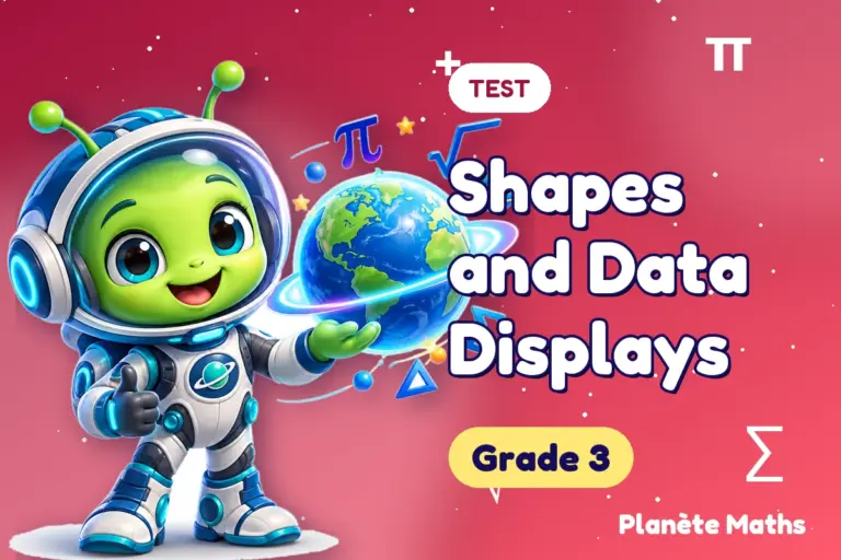 Math tests Grade 3 : Shapes and Data Displays — Zyro the alien explorer of Planète Maths