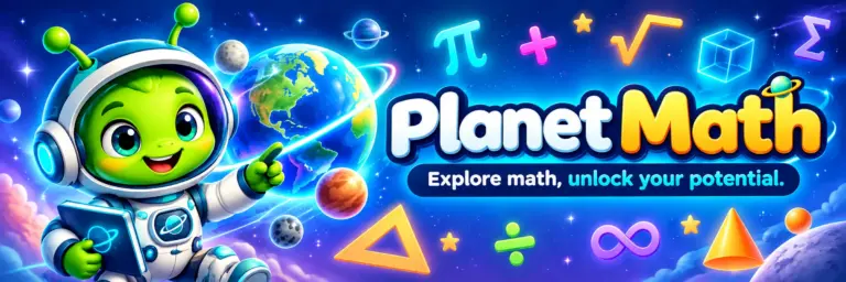 Planète Maths: Zyro the little alien astronaut invites you to explore math lessons, practice and quizzes