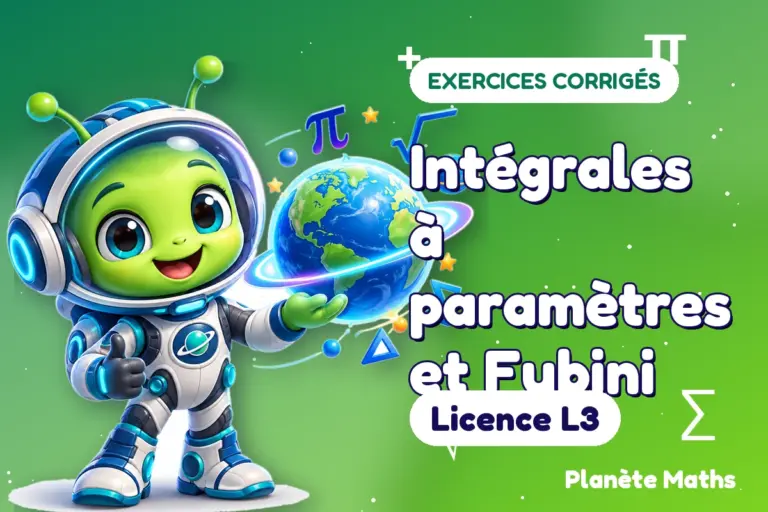 Exercices corrigés de maths en Licence L3 : Intégrales à paramètres et Fubini — Zyro, l’explorateur de Planète Maths