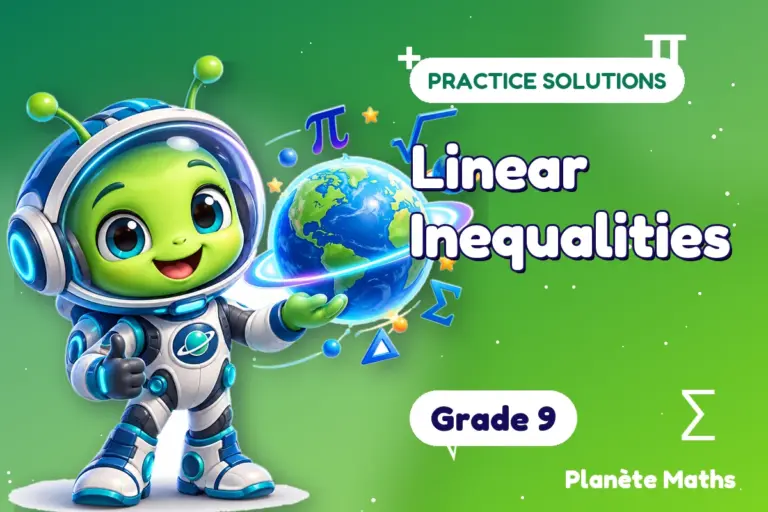 Practice solutions Grade 9 : Linear Inequalities — Zyro the alien explorer of Planète Maths