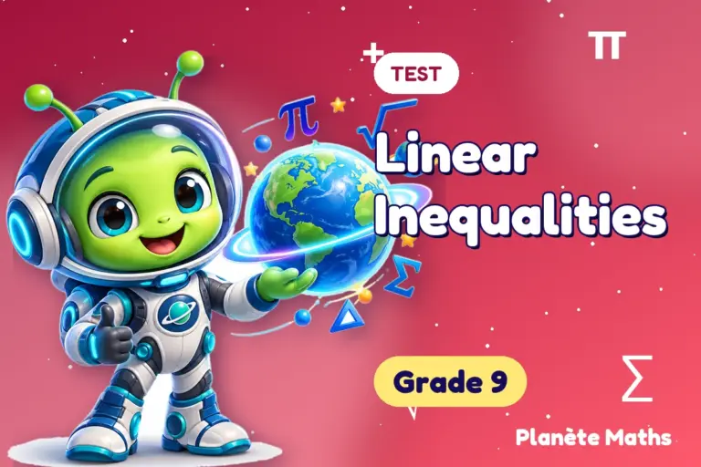 Math tests Grade 9 : Linear Inequalities — Zyro the alien explorer of Planète Maths