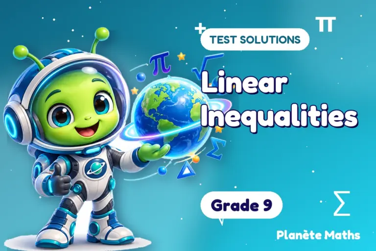Test solutions Grade 9 : Linear Inequalities — Zyro the alien explorer of Planète Maths