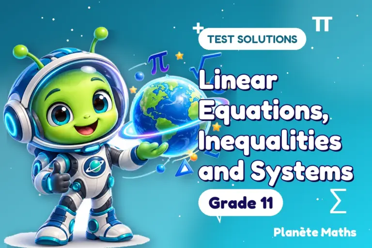 Test solutions Grade 11 : Linear Equations, Inequalities and Systems — Zyro the alien explorer of Planète Maths