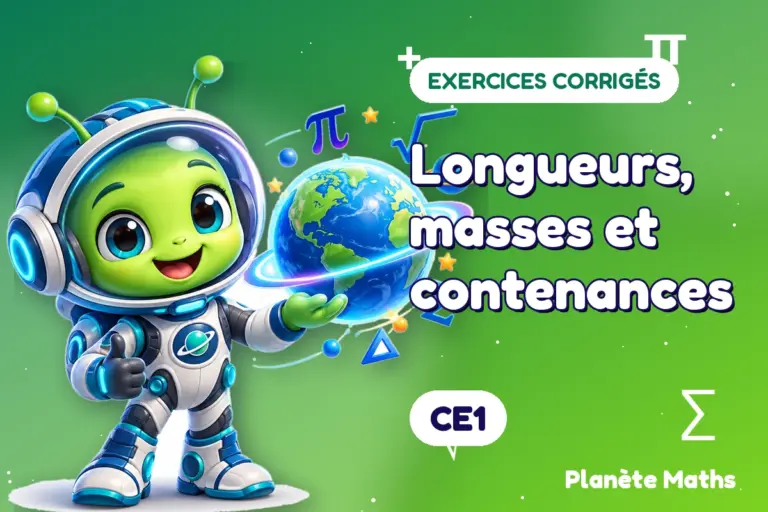 Exercices corrigés de maths en CE1 : Longueurs, masses et contenances — Zyro, l’explorateur de Planète Maths