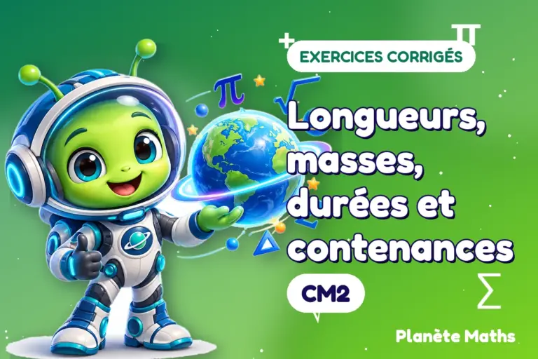 Exercices corrigés de maths en CM2 : Longueurs, masses, durées et contenances — Zyro, l’explorateur de Planète Maths