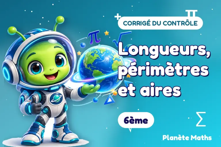 Corrigés de contrôles de maths en 6ème : Longueurs, périmètres et aires — Zyro, l’explorateur de Planète Maths