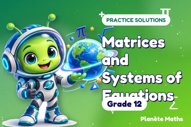 Practice solutions Grade 12 : Matrices and Systems of Equations — Zyro the alien explorer of Planète Maths