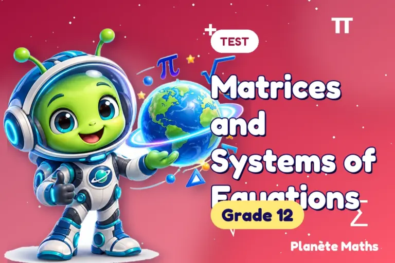 Math tests Grade 12 : Matrices and Systems of Equations — Zyro the alien explorer of Planète Maths