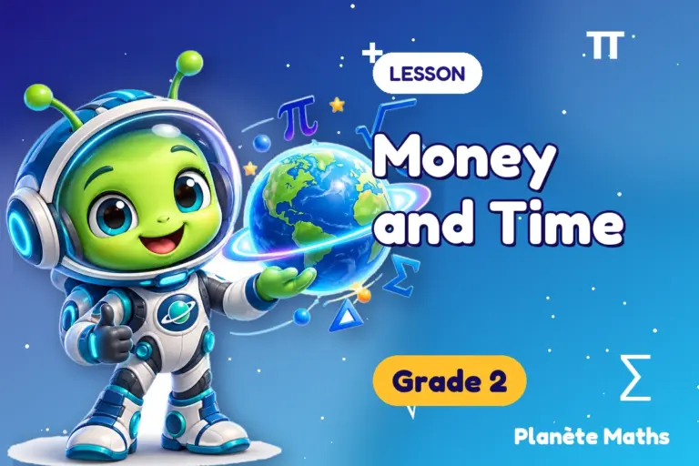 Math lessons Grade 2 : Money and Time — Zyro the alien explorer of Planète Maths