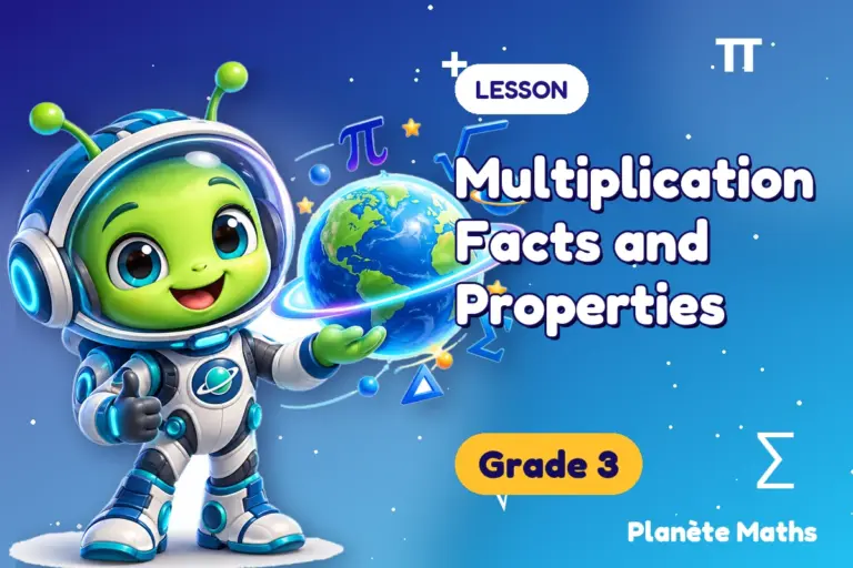 Math lessons Grade 3 : Multiplication Facts and Properties — Zyro the alien explorer of Planète Maths