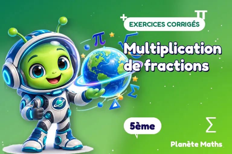 Exercices corrigés de maths en 5ème : Multiplication de fractions — Zyro, l’explorateur de Planète Maths