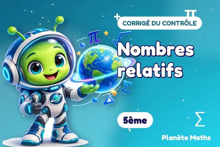 Corrigés de contrôles de maths en 5ème : Nombres relatifs — Zyro, l’explorateur de Planète Maths