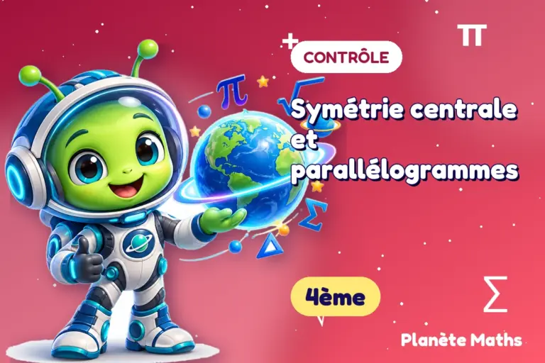 Contrôles de maths en 4ème : Symétrie centrale et parallélogrammes — Zyro, l’explorateur de Planète Maths