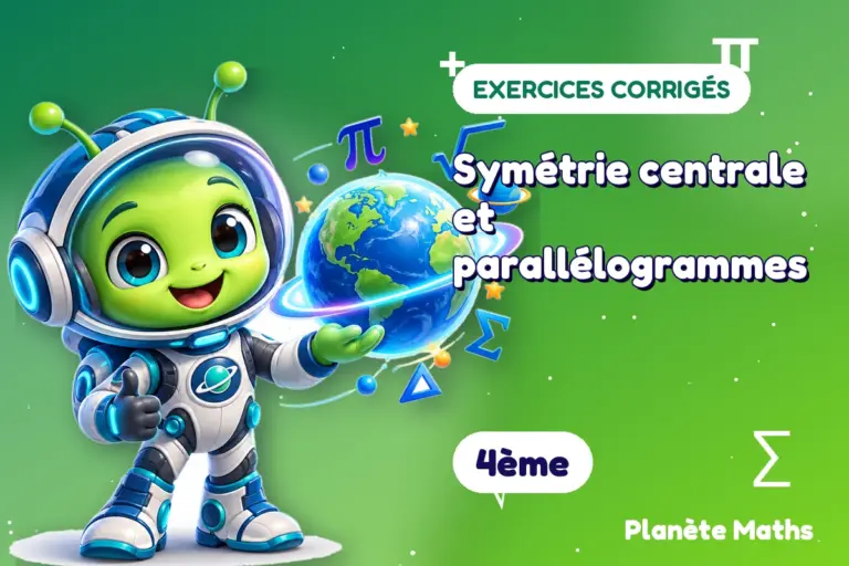 Exercices corrigés de maths en 4ème : Symétrie centrale et parallélogrammes — Zyro, l’explorateur de Planète Maths