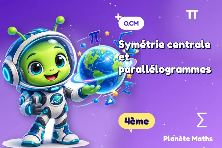 QCM de maths en 4ème : Symétrie centrale et parallélogrammes — Zyro, l’explorateur de Planète Maths