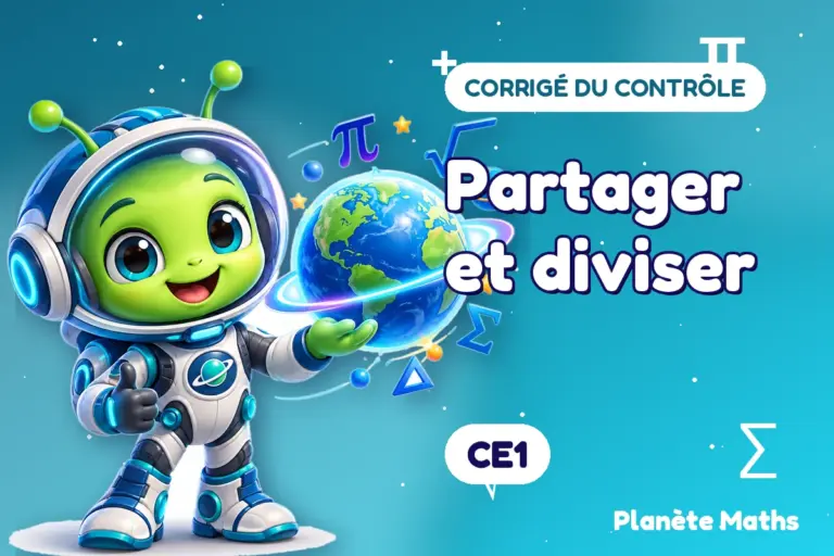 Corrigés de contrôles de maths en CE1 : Partager et diviser — Zyro, l’explorateur de Planète Maths
