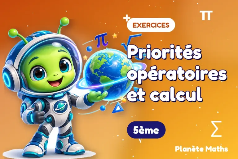 Exercices de maths en 5ème : Priorités opératoires et calcul — Zyro, l’explorateur de Planète Maths