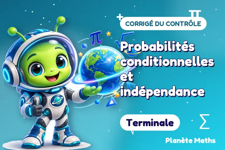 Corrigés de contrôles de maths en Terminale : Probabilités conditionnelles et indépendance — Zyro, l’explorateur de Planète Maths