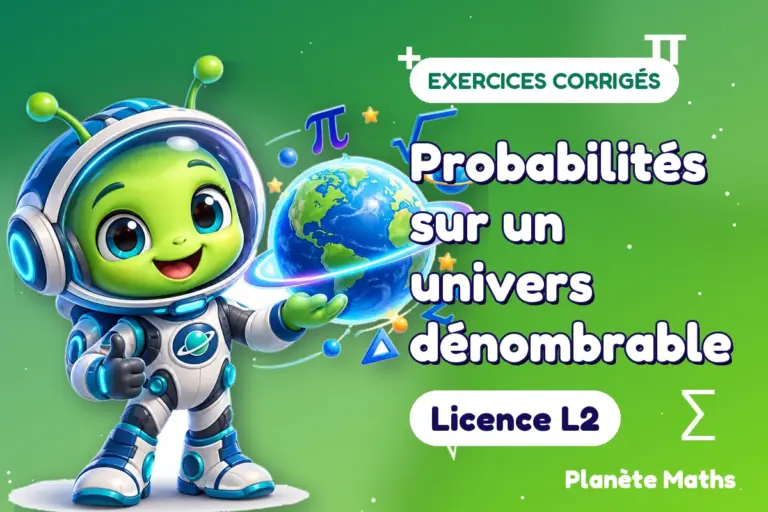 Exercices corrigés de maths en Licence L2 : Probabilités sur un univers dénombrable — Zyro, l’explorateur de Planète Maths