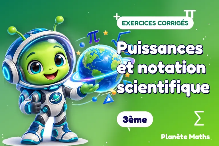 Exercices corrigés de maths en 3ème : Puissances et notation scientifique — Zyro, l’explorateur de Planète Maths