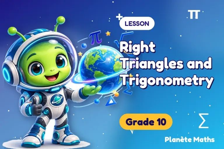 Math lessons Grade 10 : Right Triangles and Trigonometry — Zyro the alien explorer of Planète Maths