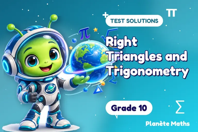 Test solutions Grade 10 : Right Triangles and Trigonometry — Zyro the alien explorer of Planète Maths