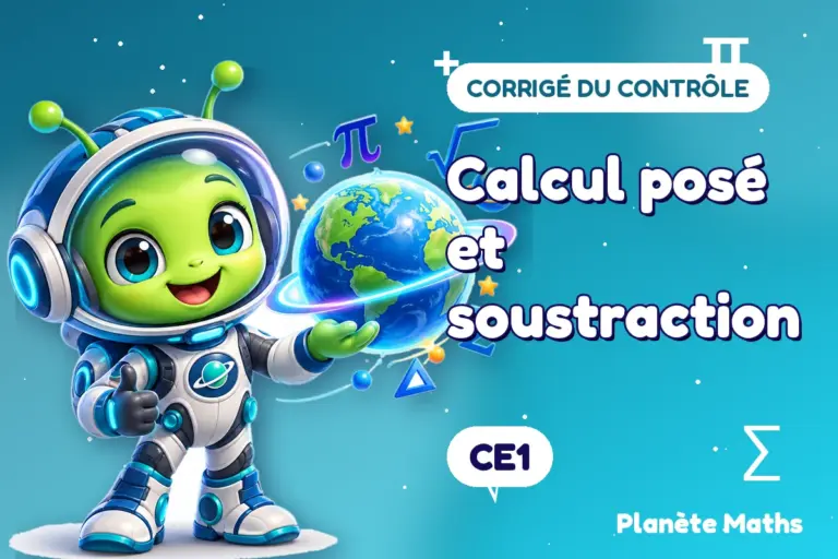 Corrigés de contrôles de maths en CE1 : Calcul posé et soustraction — Zyro, l’explorateur de Planète Maths
