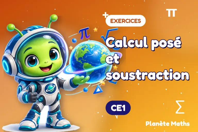 Exercices de maths en CE1 : Calcul posé et soustraction — Zyro, l’explorateur de Planète Maths